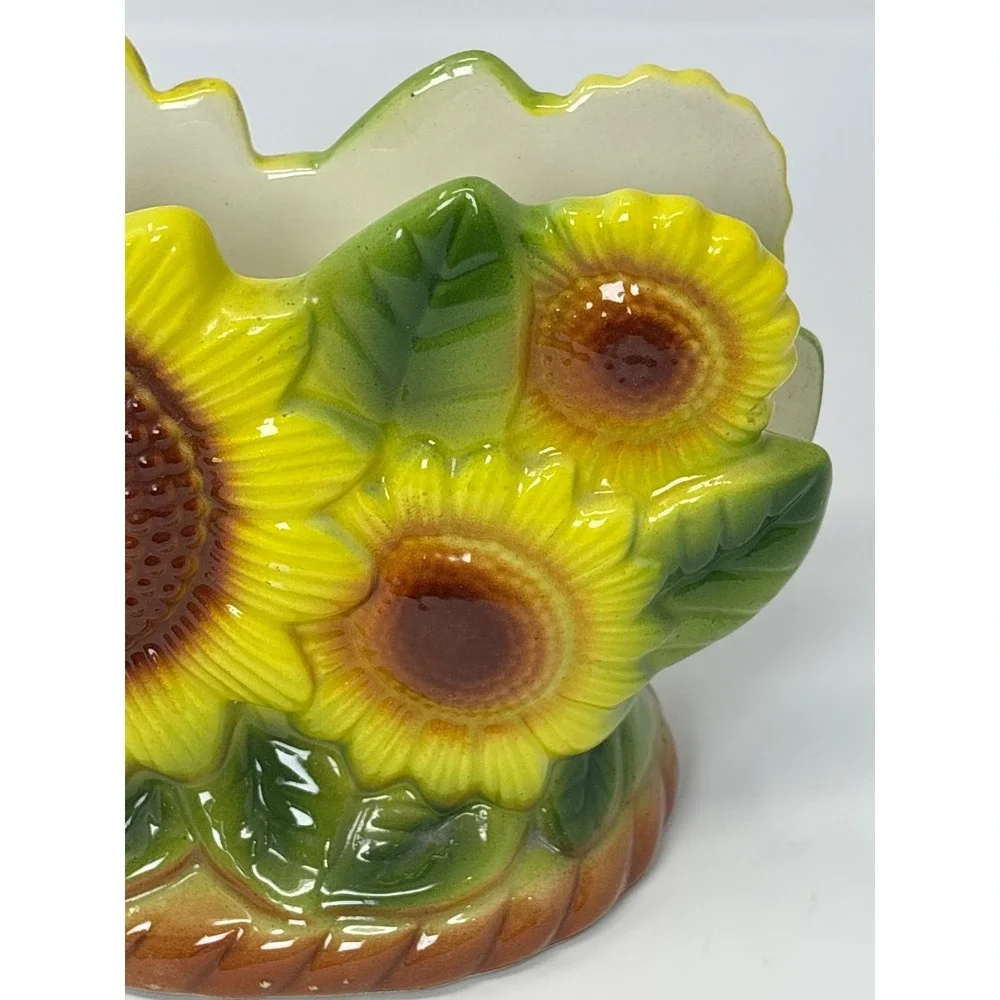 Vintage Ceramic Sunflower Napkin Holder‎ Yellow Floral Kitchen Decor Farmhouse